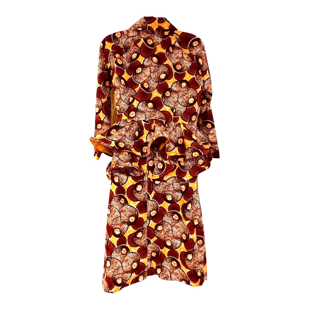 Ashro 100% Cotton African Print Double Peplum Wrap Ruffle Skirt Set Church Suit - Picture 6 of 16